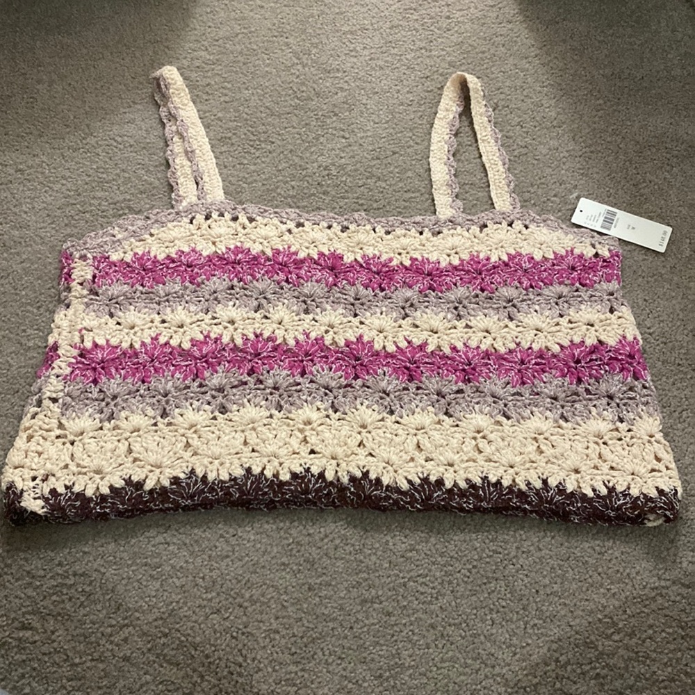 NWT Anthropologie Crochet Cropped Tank